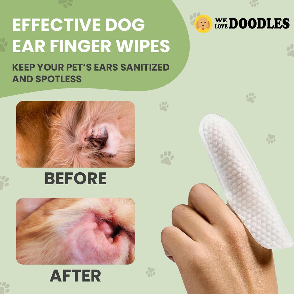 We Love Doodles finger wipes on finger for easy grooming during cleaning
