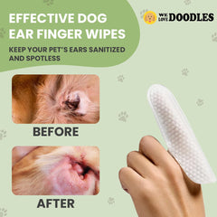 We Love Doodles finger wipes on finger for easy grooming during cleaning