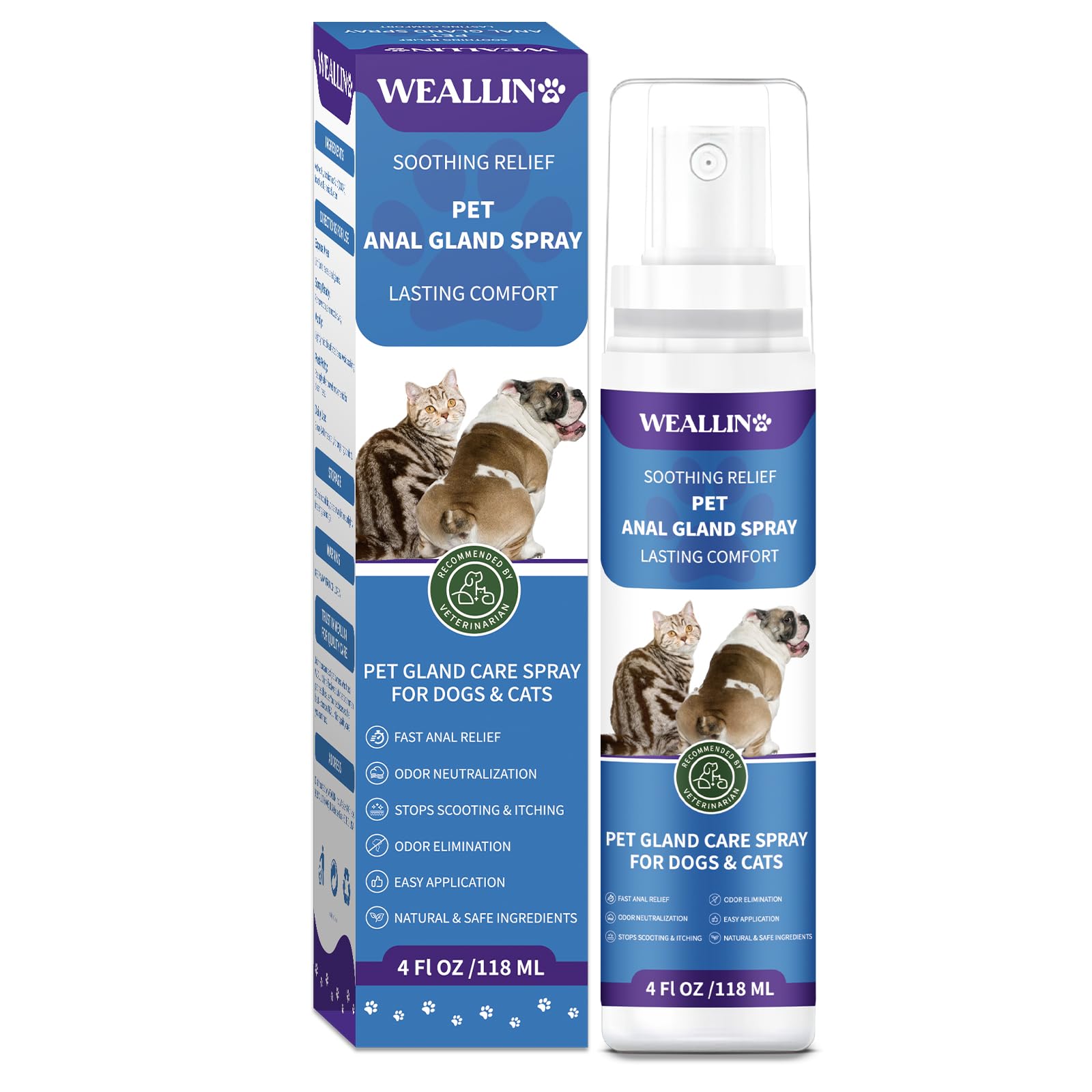 WEALLIN Anal Gland Spray bottle ready for quick, gentle application.