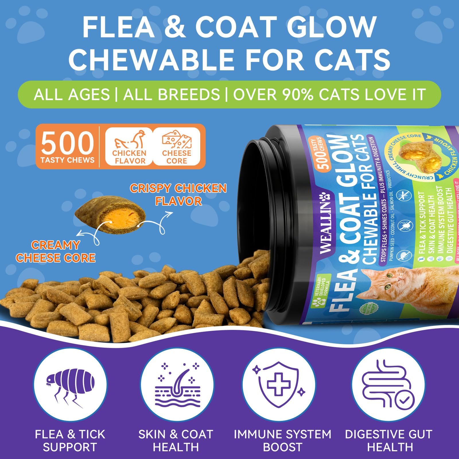 WEALLIN cat treats easy-feed format, simplifying daily feeding while delivering taste.