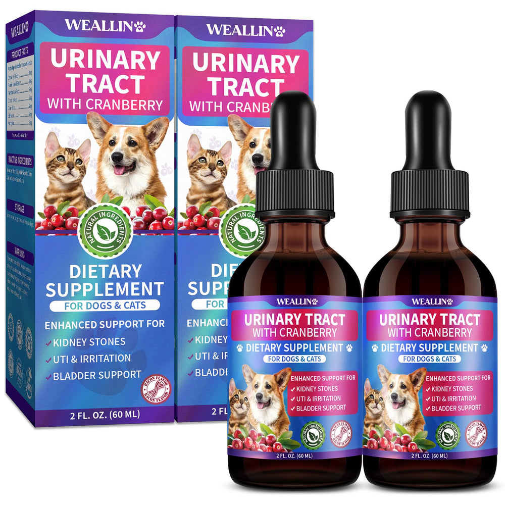 WEALLIN cranberry-kidney-bladder-support-drops shown as a gentle urinary wellness aid for cats and dogs.