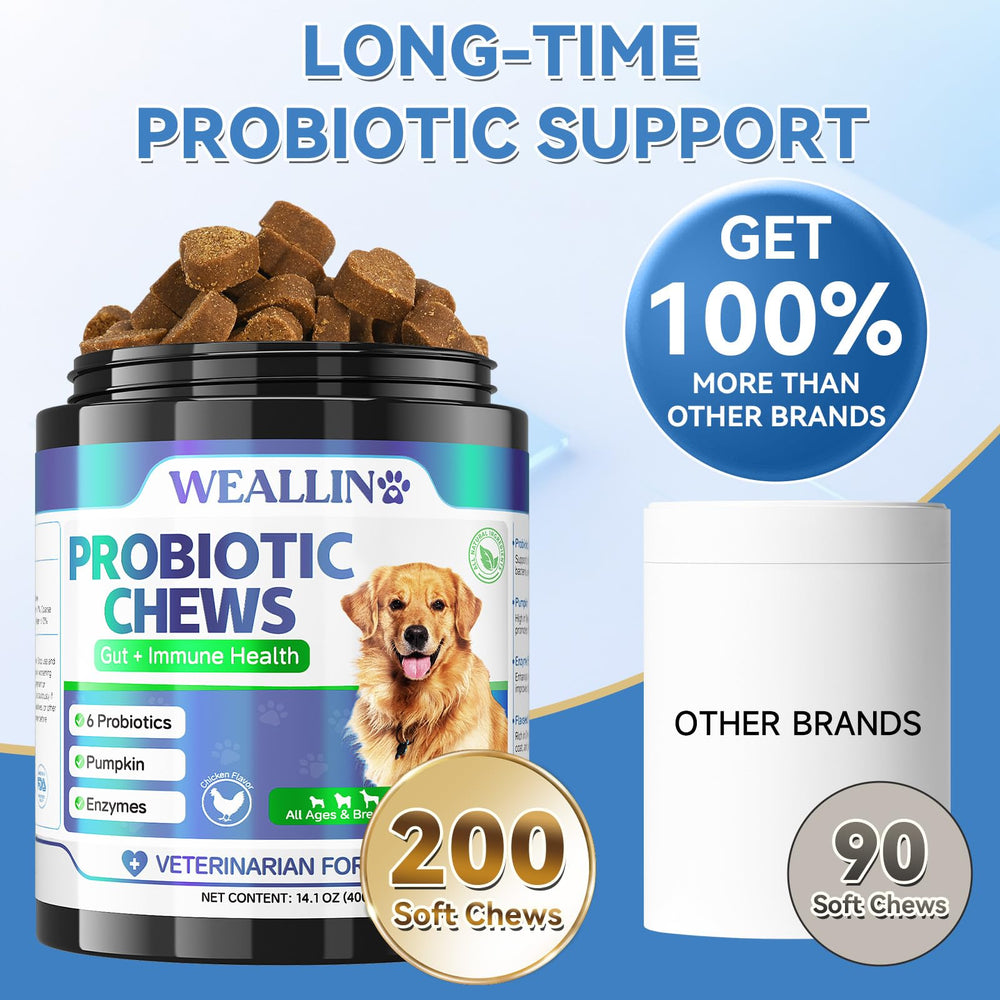 WEALLIN soft chews dog supplement image demonstrates easy daily dosing.