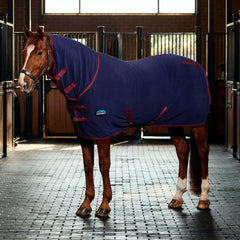 WeatherBeeta anti-static fleece cooler neck-coverage shows full neck protection for moisture management.