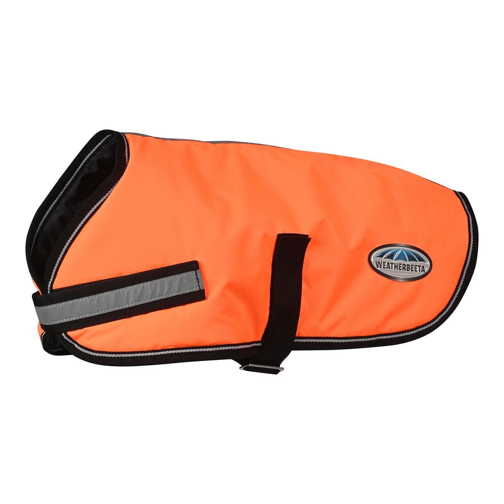 WeatherBeeta Reflective Parka front view in orange for high-visibility walks