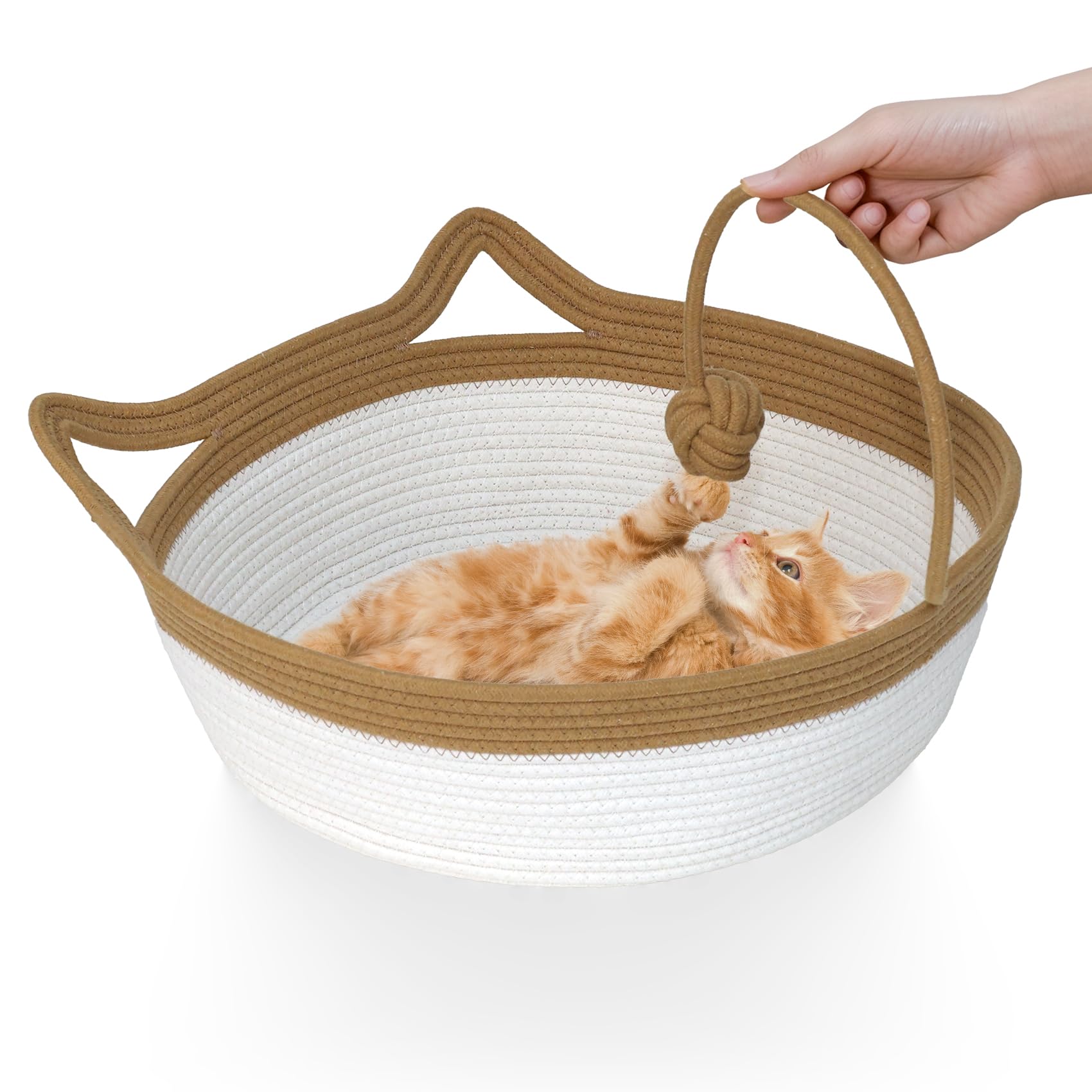 WEAVELYRICS cotton rope cat bed medium diameter offering cozy naps on the sofa