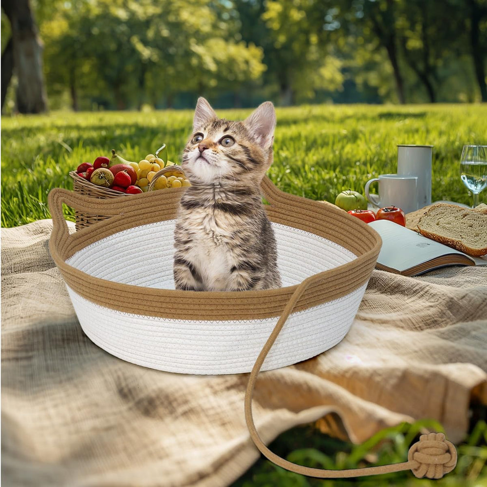 WEAVELYRICS folded cat bed ships flat and can be reshaped with steam
