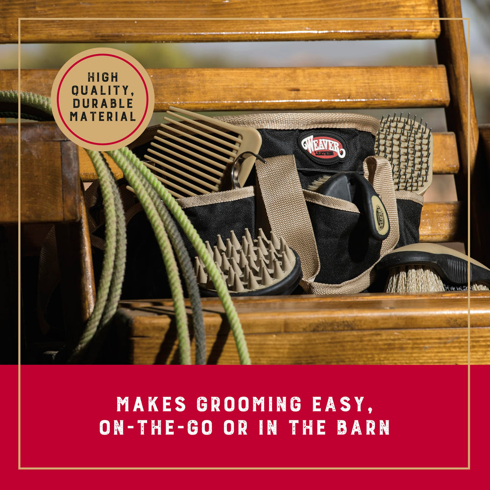 Weaver Leather grooming kit tools laid out for quick grooming at a glance.