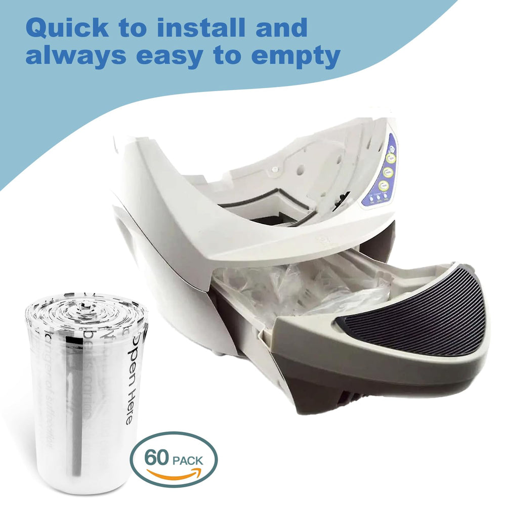 WECATION 60-count litter bags provide bulk convenience for 9-11 gallon drawers.