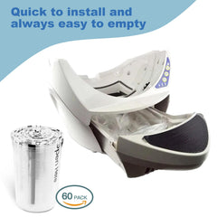 WECATION 60-count litter bags provide bulk convenience for 9-11 gallon drawers.
