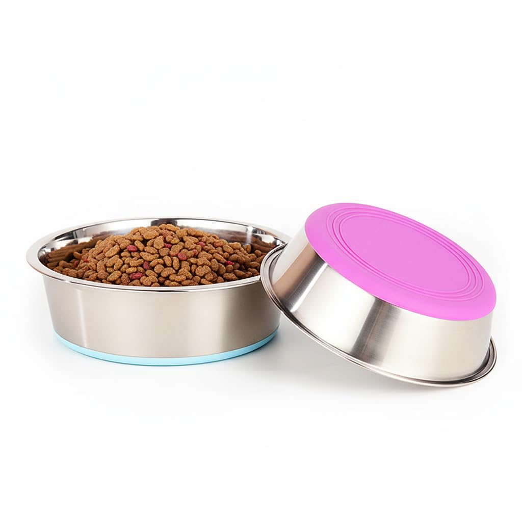 WEDAWN deep stainless steel dog bowls with a wide lip for easy filling