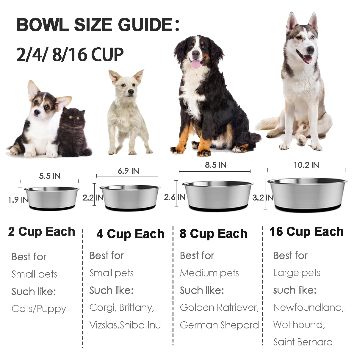 WEDAWN dishwasher-safe stainless steel dog bowl for easy cleanup