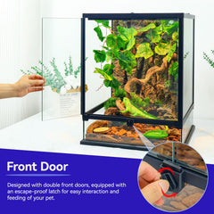 Wedoelsim crested gecko tank with front-door access for easy feeding.