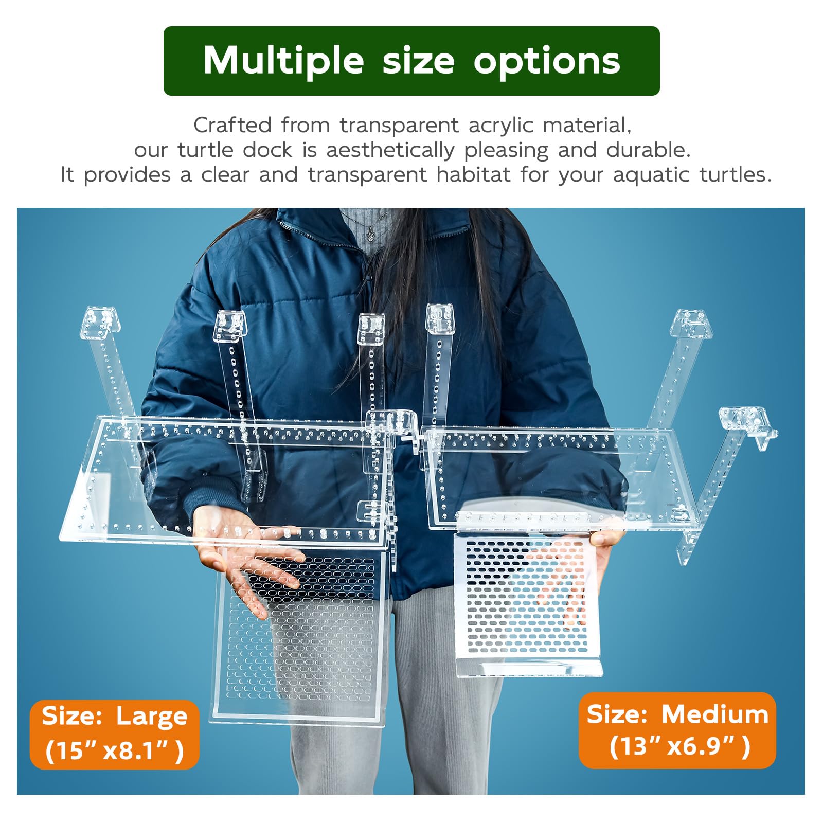 Wedoelsim 15-inch platform offers ample basking space for aquatic turtles.