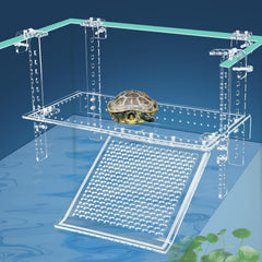 Wedoelsim Hanging Turtle Dock side view highlights sturdy basking platform for turtles.
