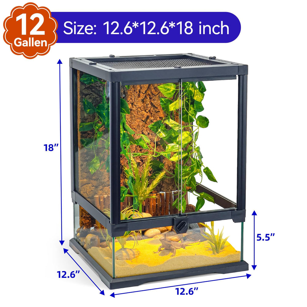 Wedoelsim spacious 12.6x12.6x18 inch vivarium fits compact spaces.