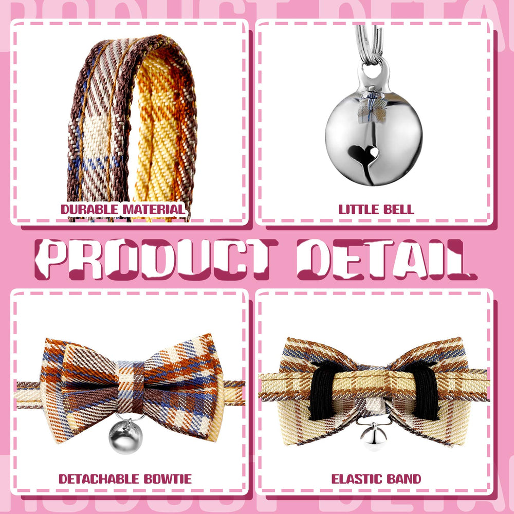 Weewooday plaid collar and bell, crisp jingle helps locate your cat indoors.