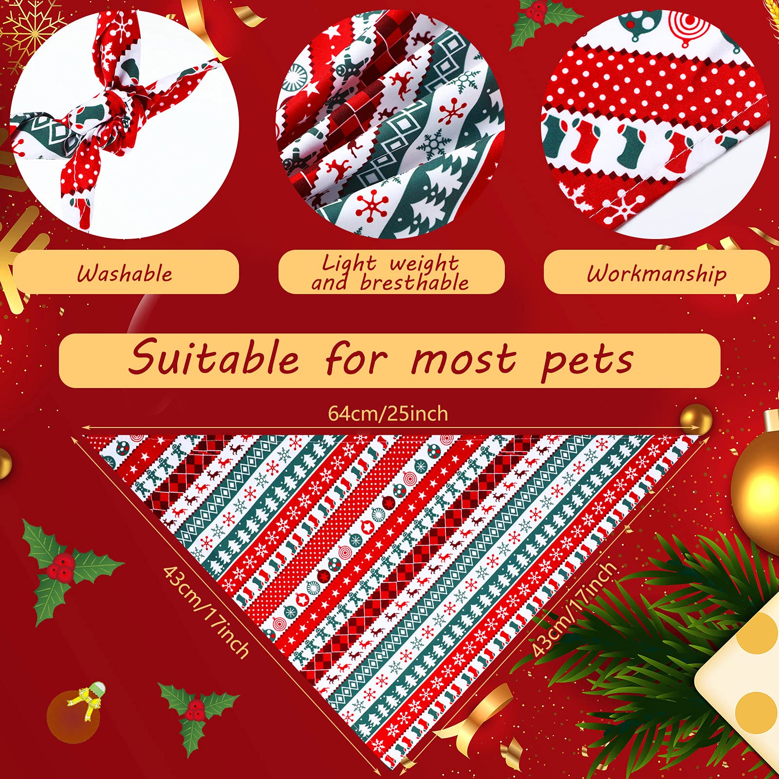 Weewooday Christmas dog bandana adjustable size fits most breeds