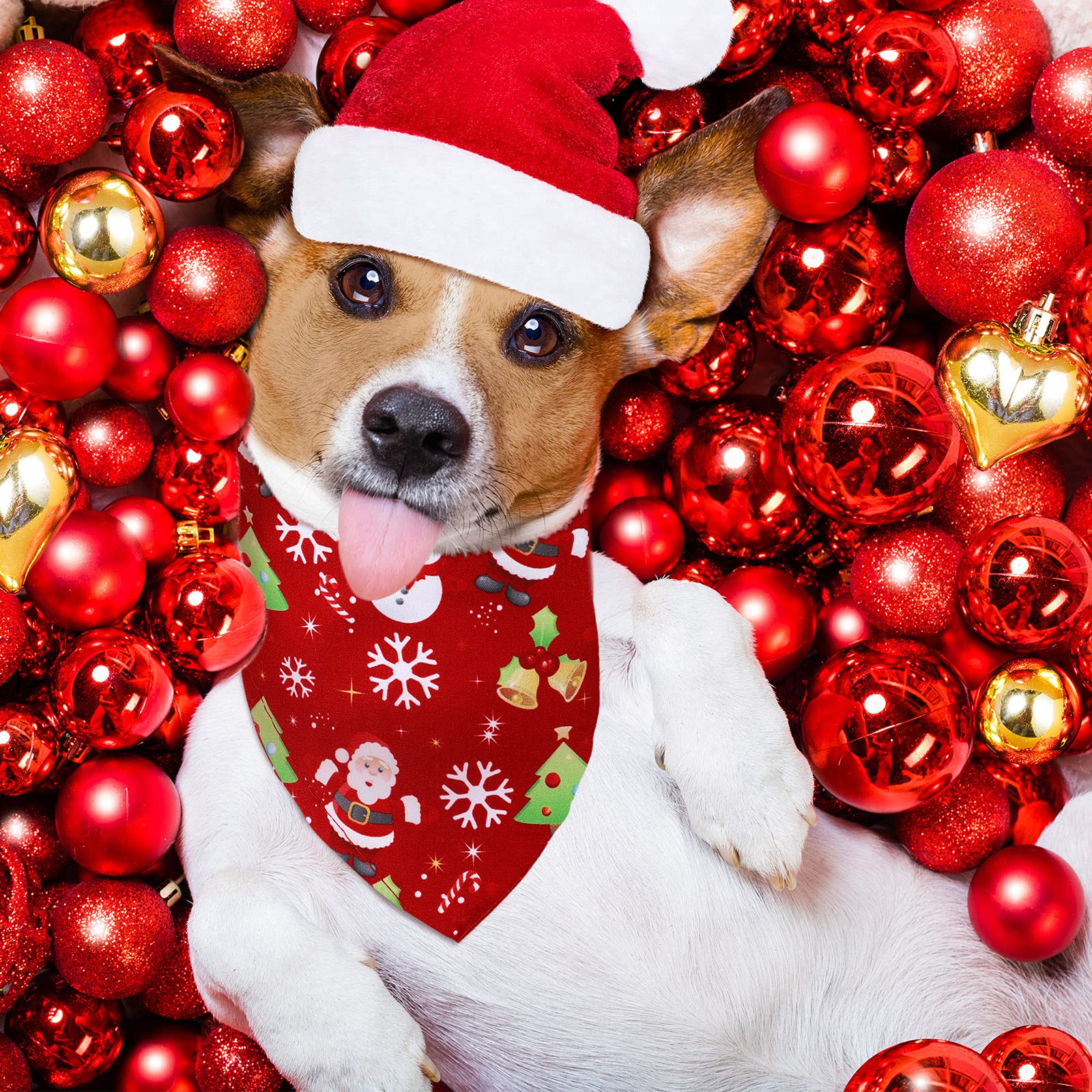 Weewooday Christmas dog bandana versatile-use for daily wear or costumes