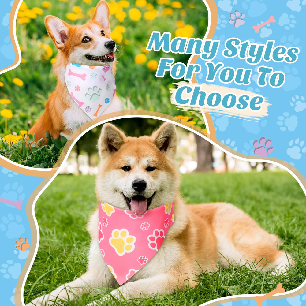 Weewooday dog bandana paw pattern closeup showcases soft polyester texture for everyday wear