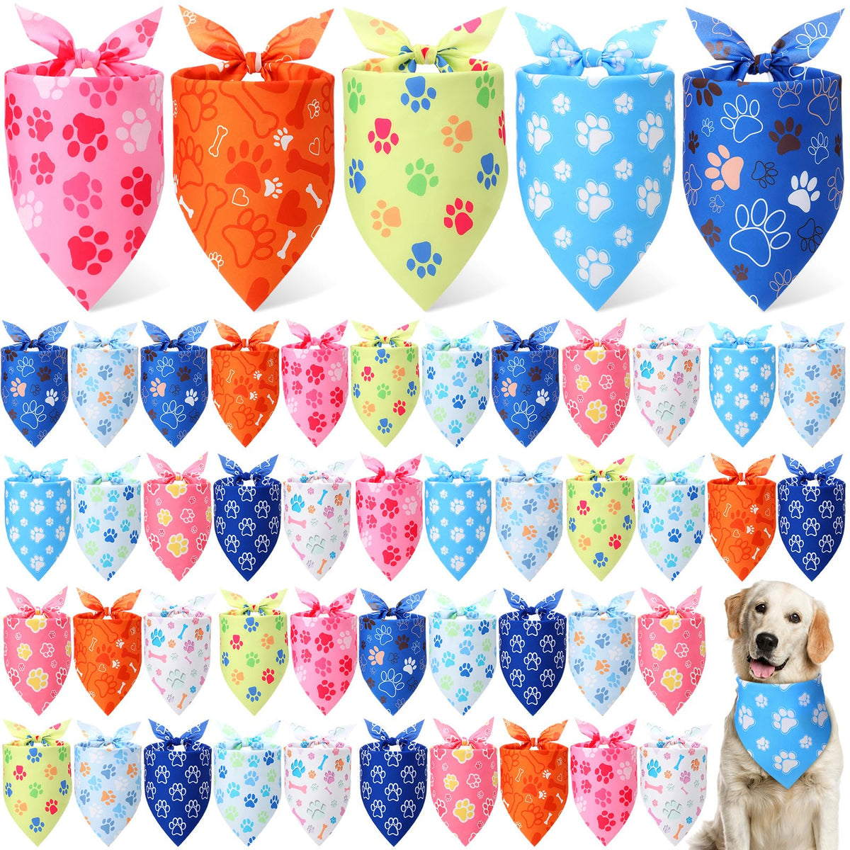 Weewooday dog bandana paw print bulk pack highlights bold paw designs for festive pet photos