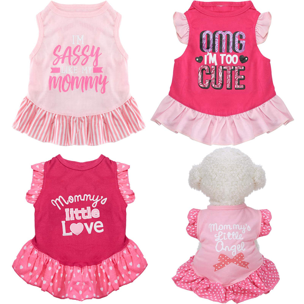 Weewooday dog dress shirt with pink ruffles on a small dog for stylish outdoor wear.