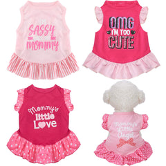 Weewooday dog dress shirt with pink ruffles on a small dog for stylish outdoor wear.