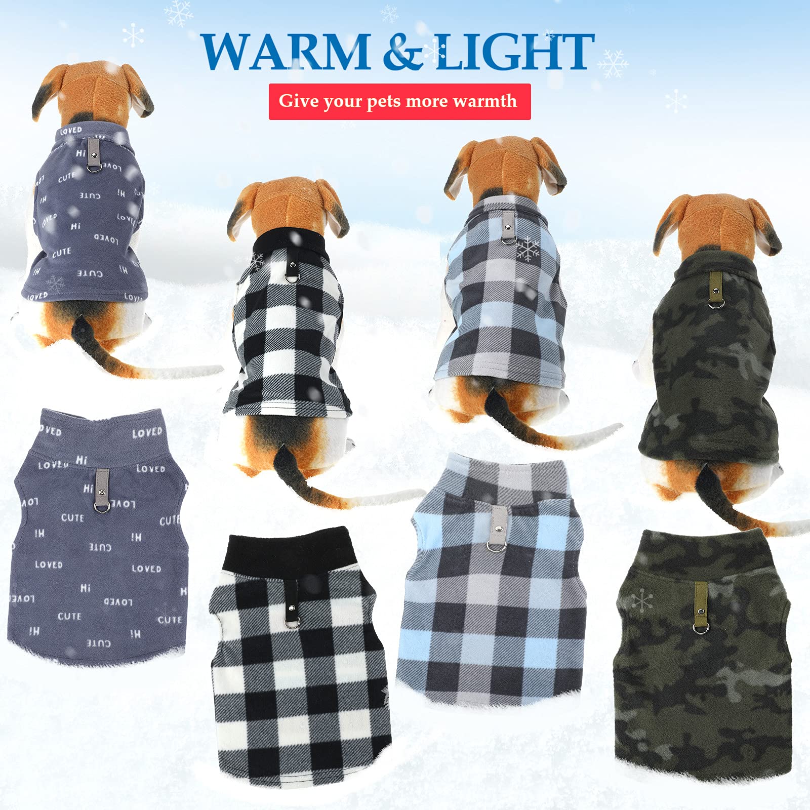 Weewooday dog sweater leash ring – convenient leash attachment for safe, hands-free walks.