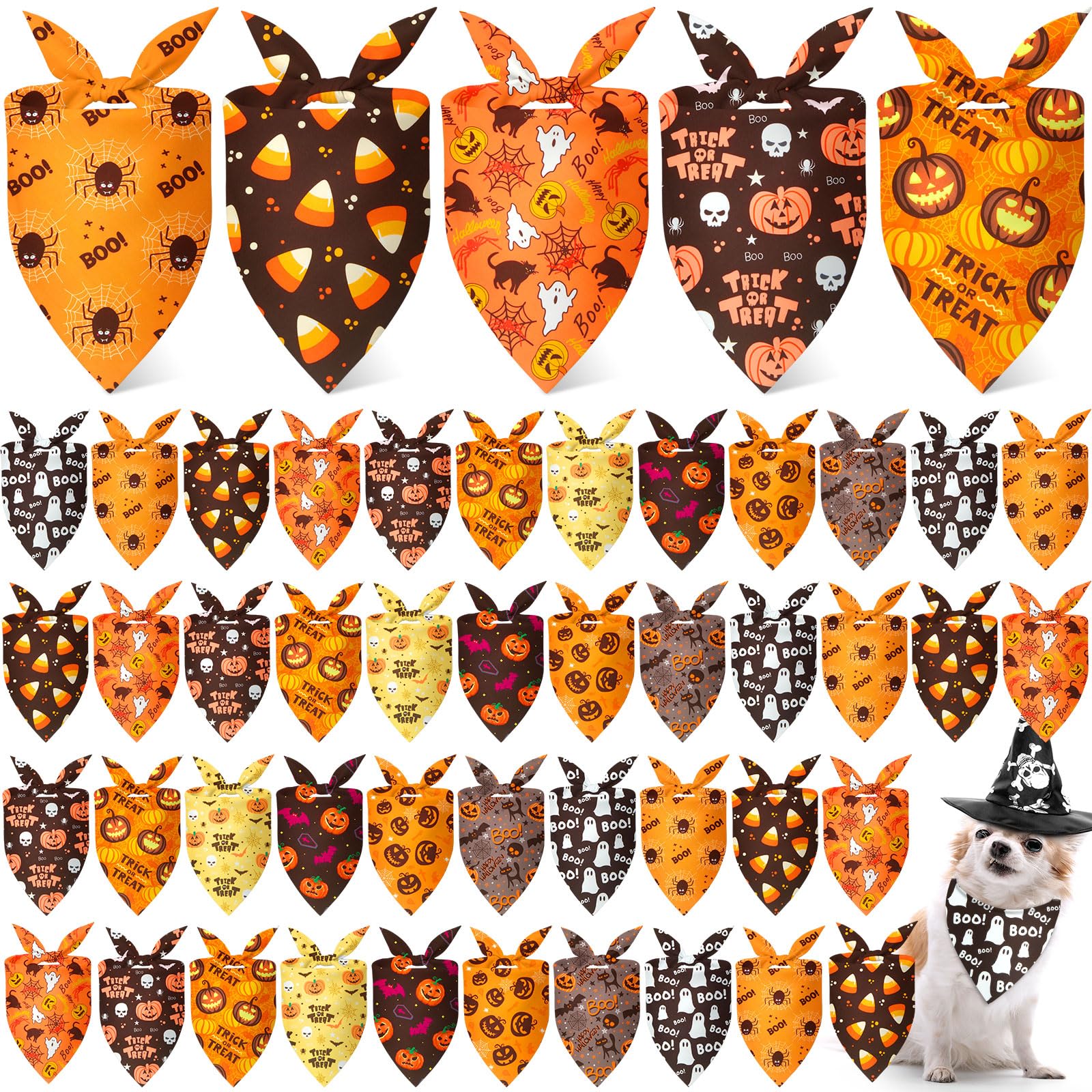 Weewooday Halloween dog bandana pumpkin design adds festive charm to photos.