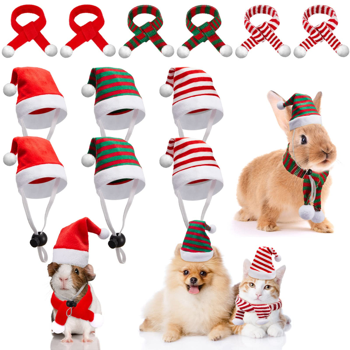 Weewooday hat stripe view, festive holiday look on a small pet.