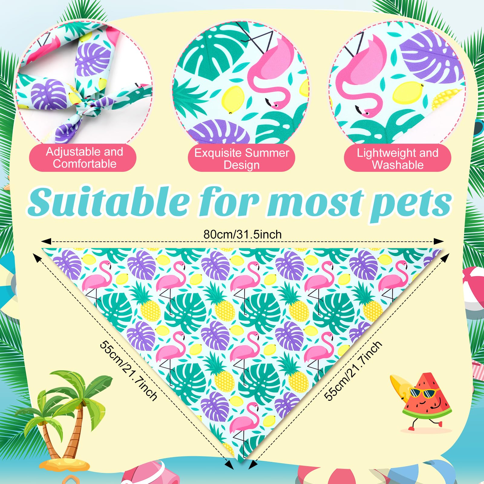 Weewooday Hawaiian dog bandana flamingo pattern for cute beach party vibes