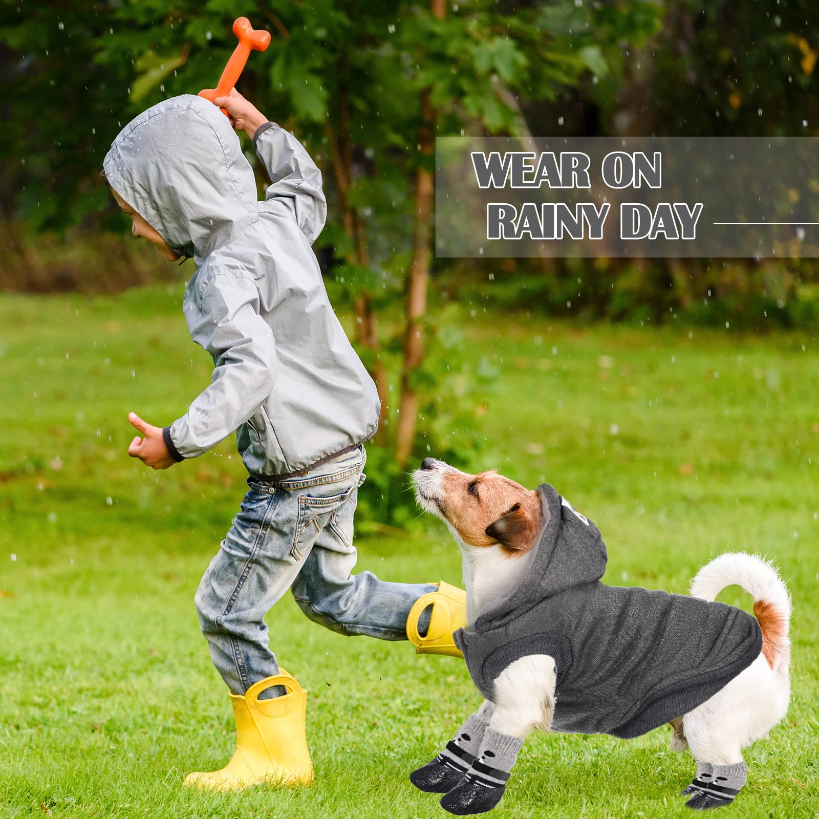 Weewooday hooded dog jacket gray—easy-on buttons for quick dressing