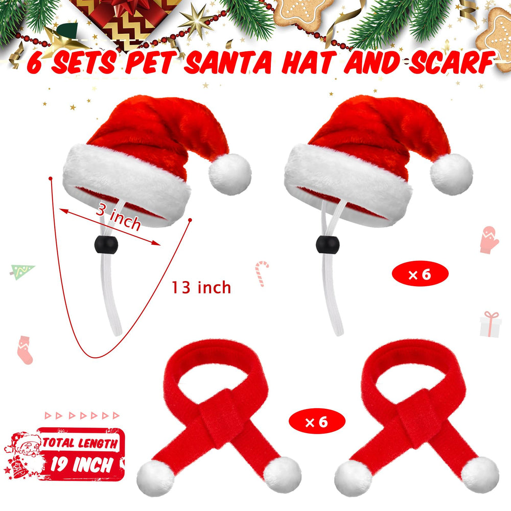 Weewooday pet Santa hat set from multiple angles highlights snug fit and adjustable strap.