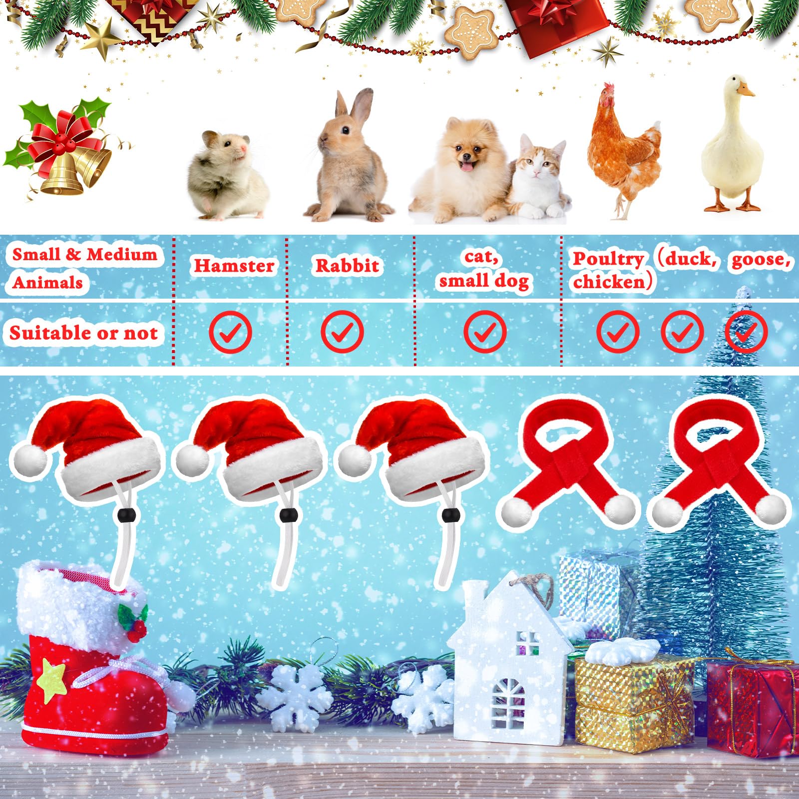 Weewooday pet Santa hat set shown with hats and scarves for coordinated holiday look.