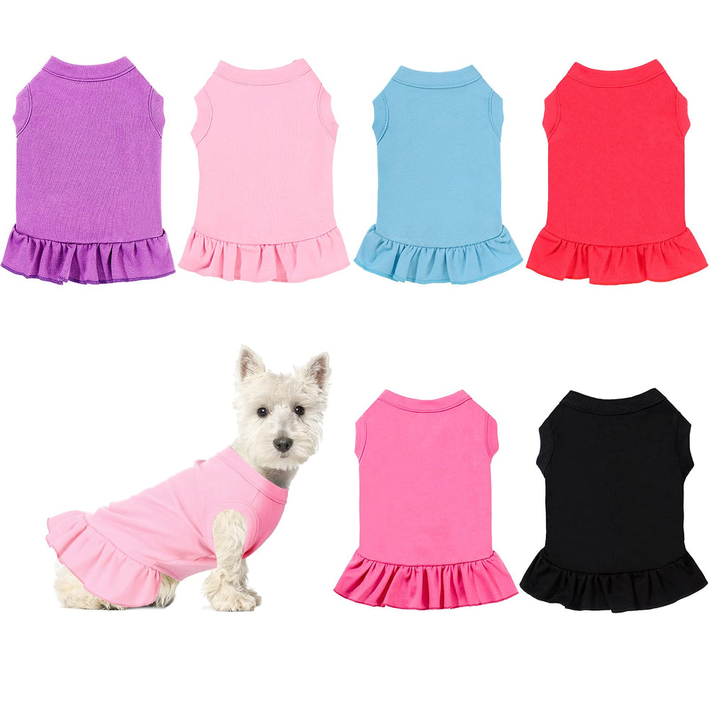 Weewooday six-piece dog dress red, breathable summer outfit for small pets
