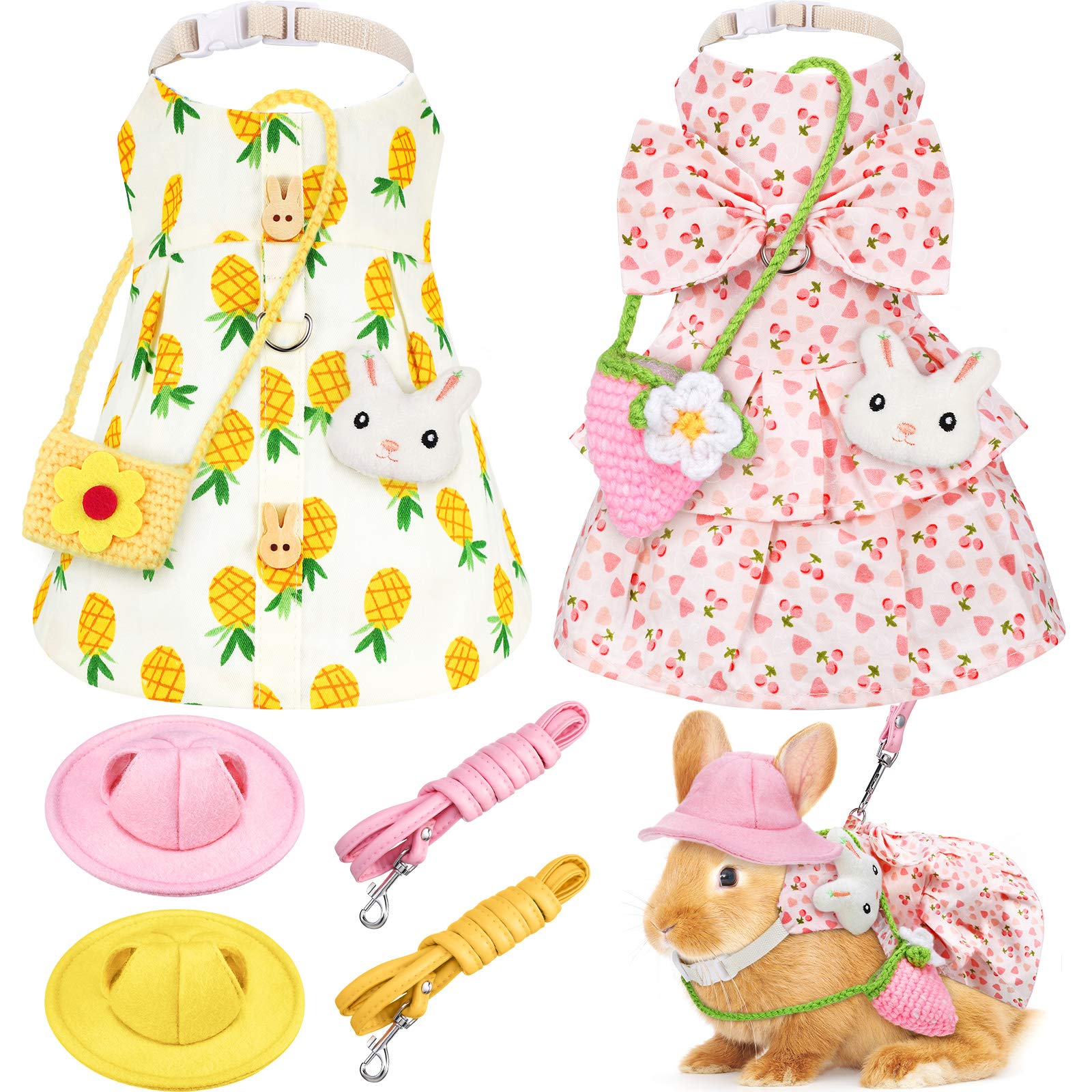 Weewooday two-sets rabbit dress cherry pineapple on small pet for photo-ready look