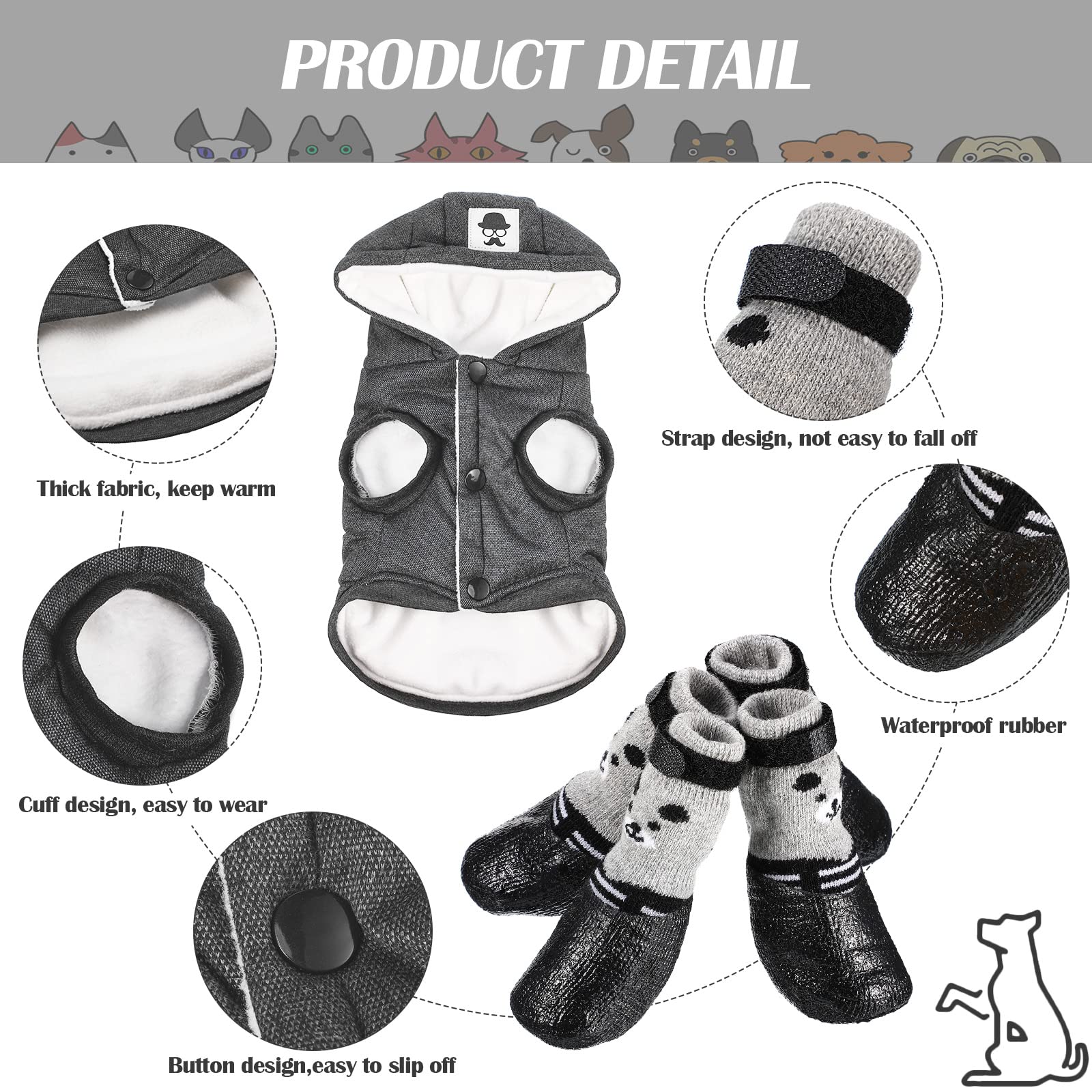 Weewooday waterproof dog shoes gray—keeps paws dry during outdoor adventures