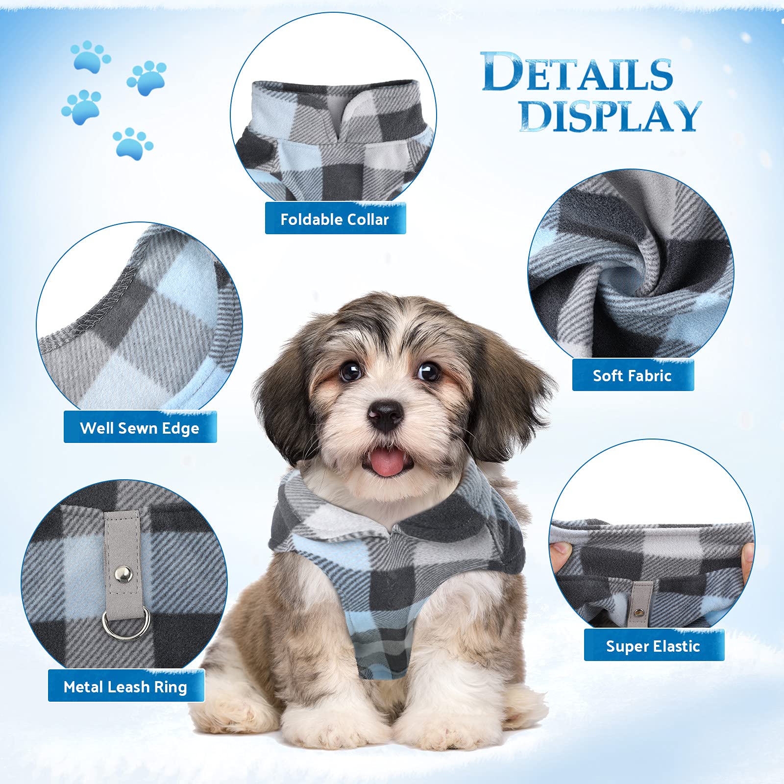Weewooday winter dog sweater leash ring feature for quick leash access
