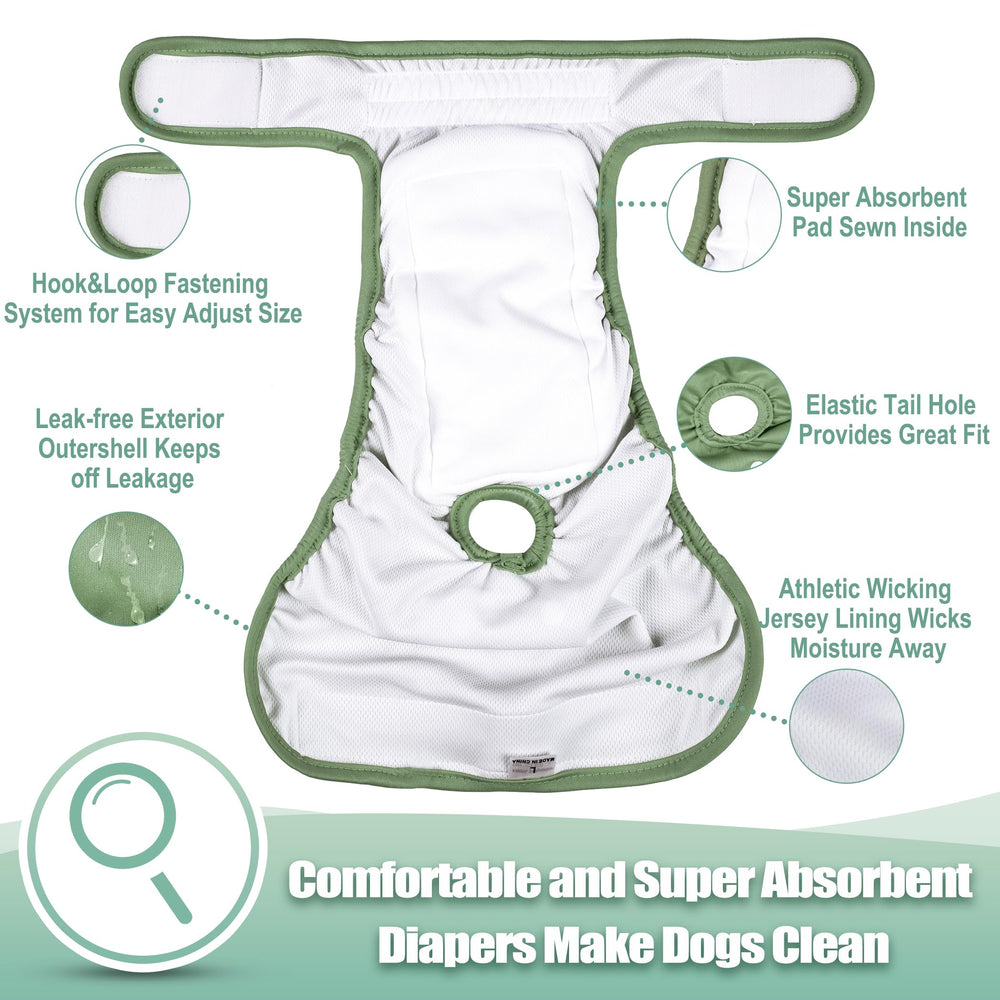 Wegreeco female dog diapers with snaps for adjustable fit around tail hole.