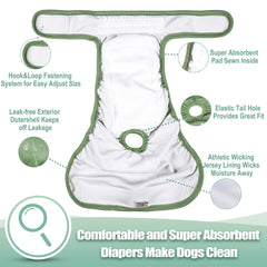 Wegreeco female dog diapers with snaps for adjustable fit around tail hole.