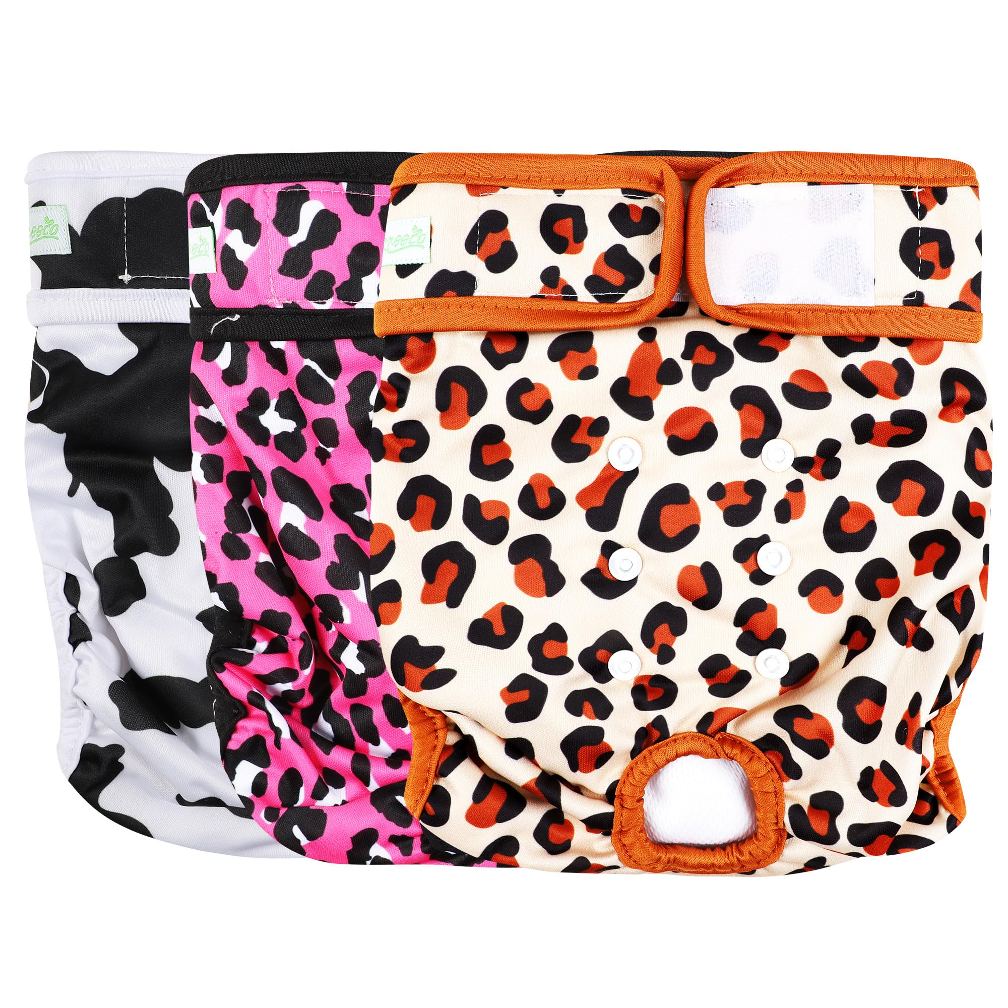 Pañales wegreeco para perros femeninos, estampado leopardo, mediano; cómodos y reutilizables para higiene.