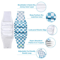 Wegreeco male dog wraps blue coffee checkerboard pattern demonstrates secure adjustable fit