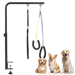WeGXY dog grooming arm clamp showing 29-inch height for secure grooming