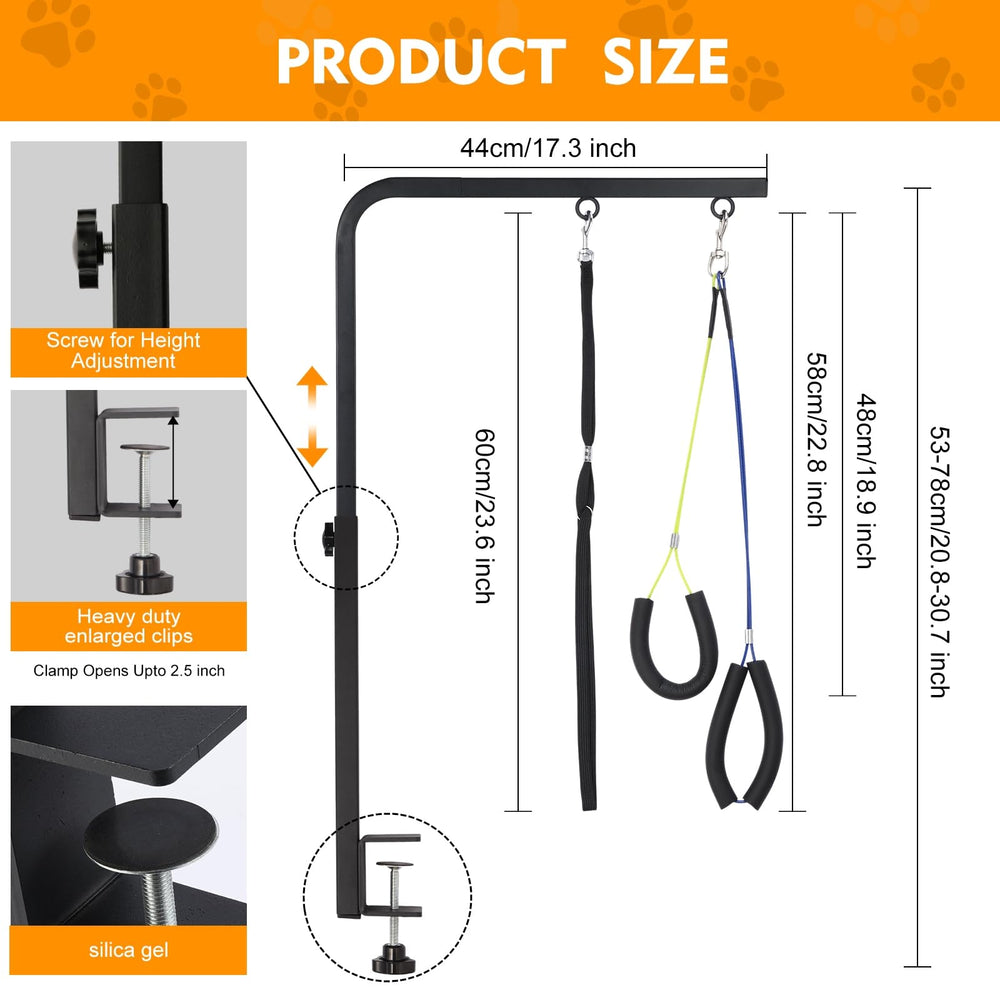 WeGXY grooming arm with no-sit haunch holders for steady positioning