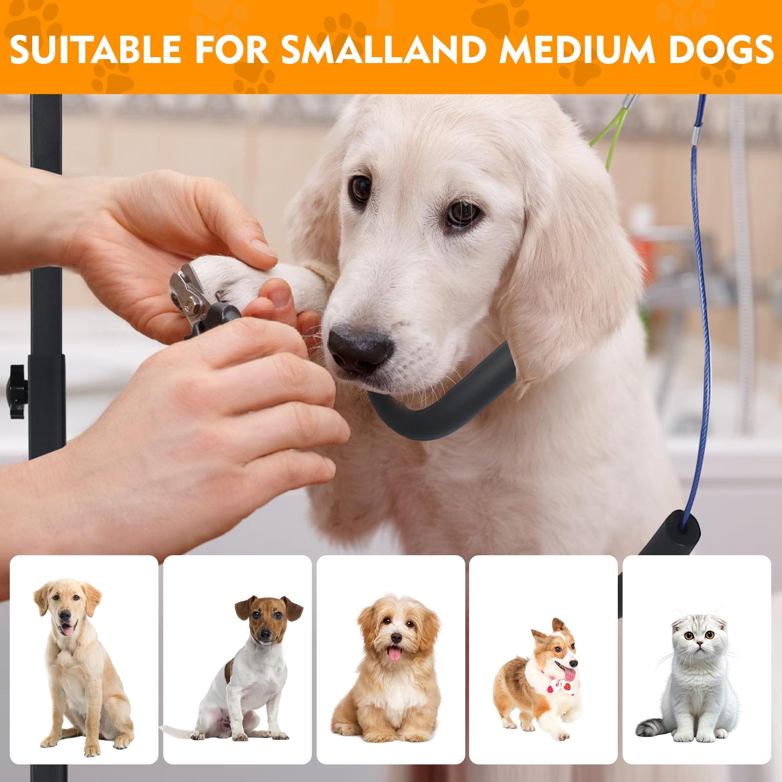 WeGXY grooming arm package contents include arm, loop, haunch holders, screws