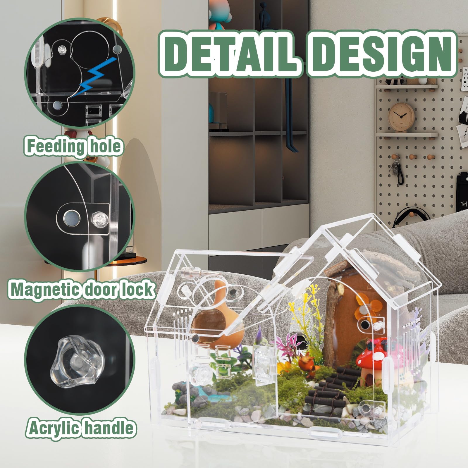 WEIKEJINA clear acrylic build provides excellent visibility for tiny pets