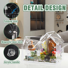 WEIKEJINA clear acrylic build provides excellent visibility for tiny pets