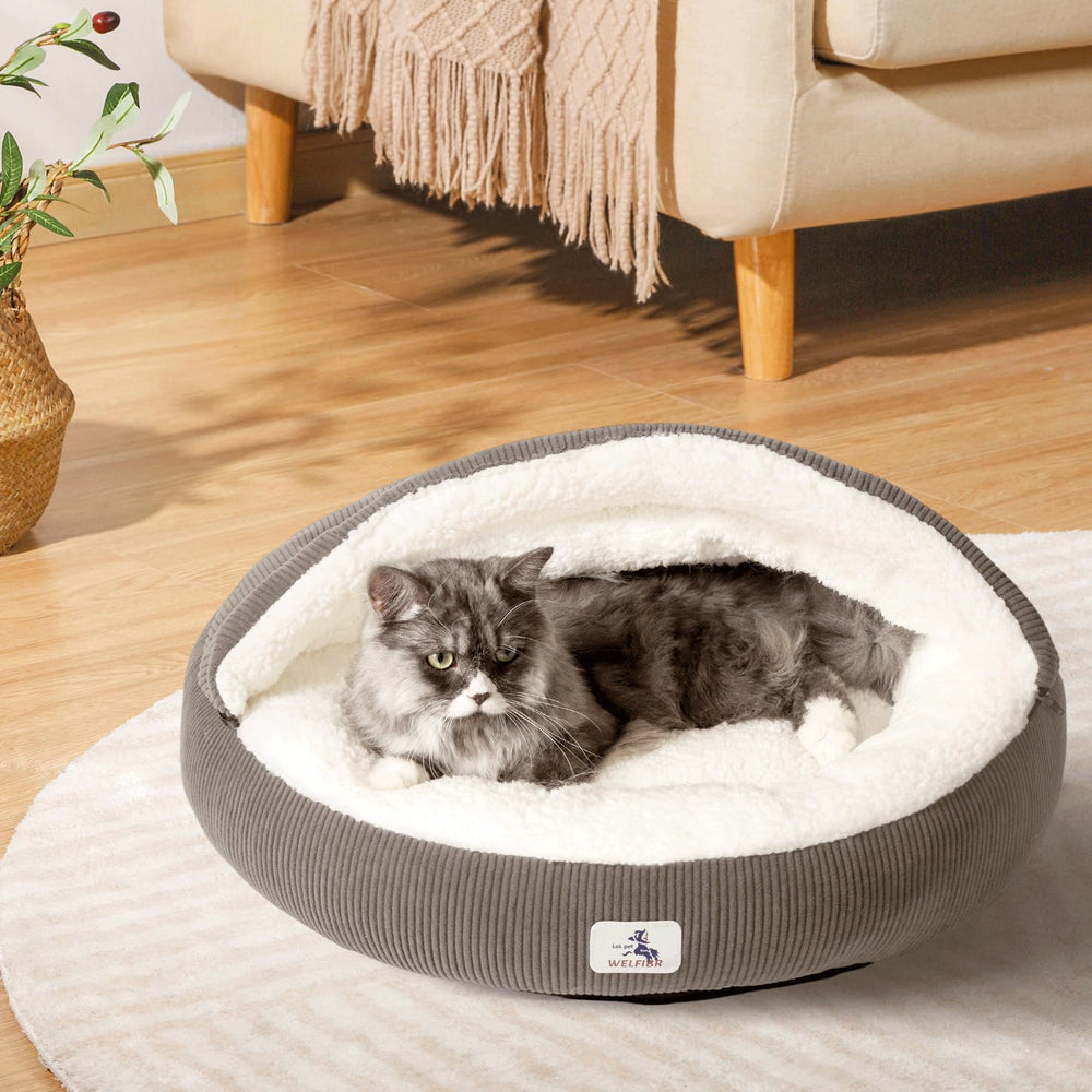 Welfibr compact size bed suits indoor cats and small dogs.