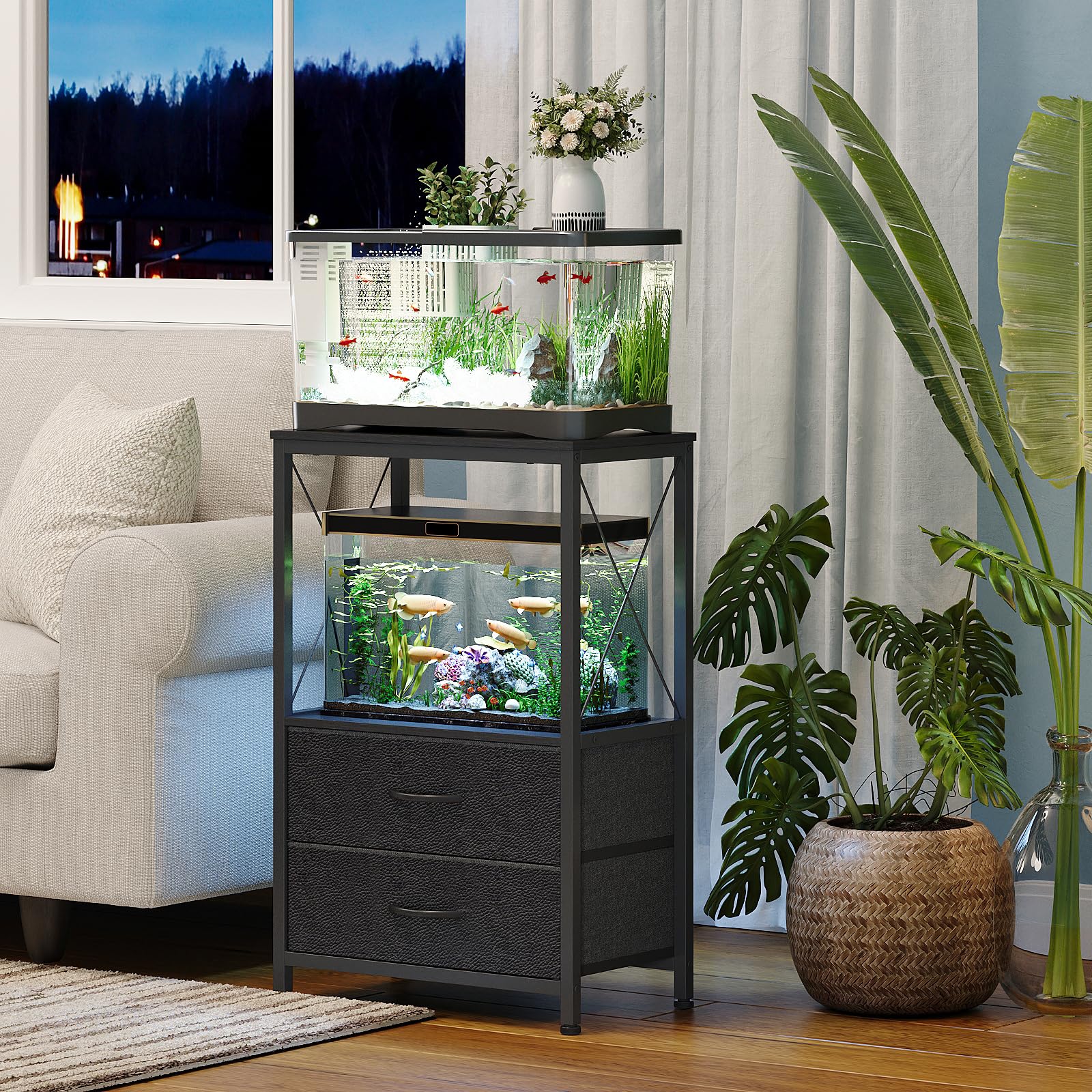 Welfuturer aquarium stand 10gal two-tier frame supports versatile tank layouts