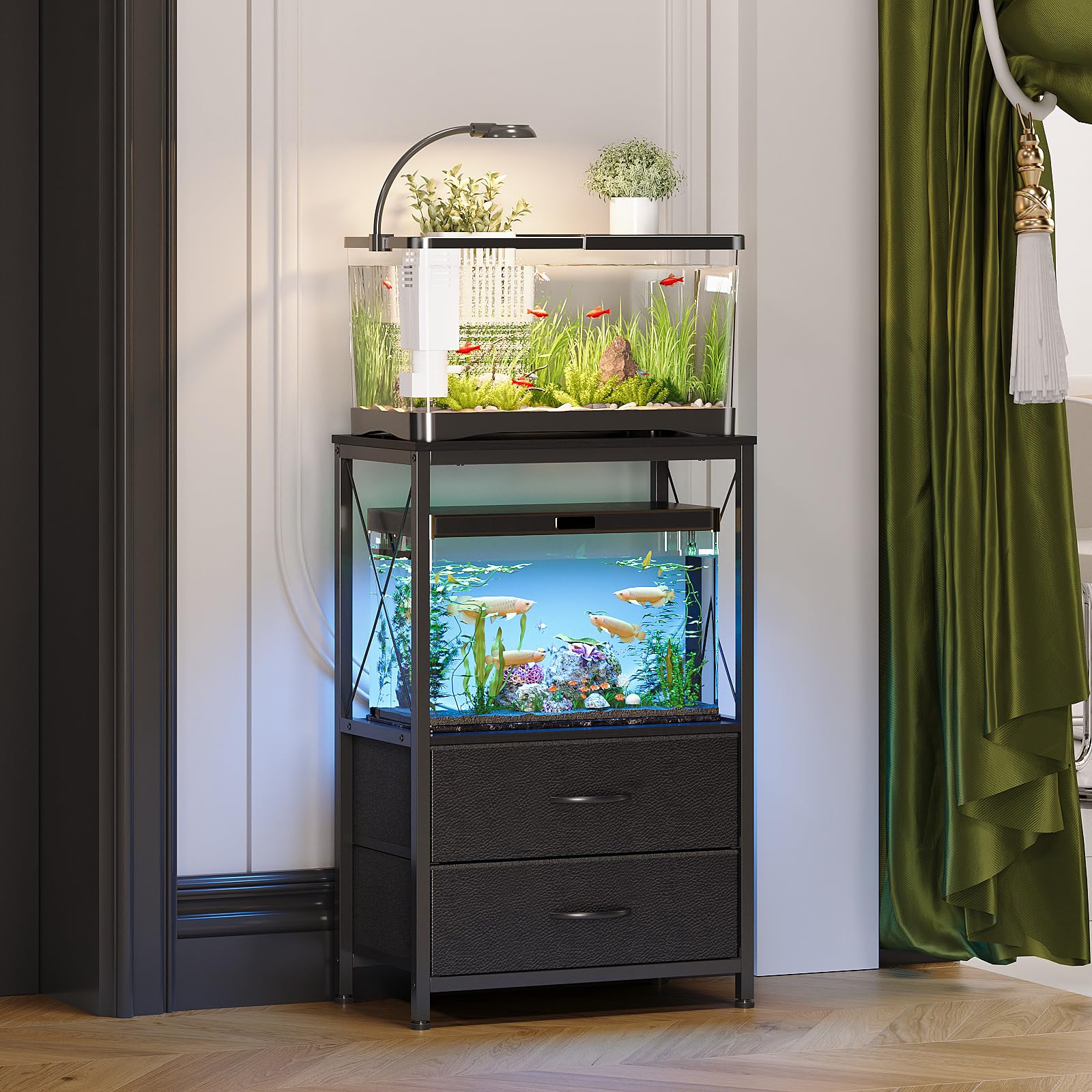 Welfuturer aquarium stand ideal for home office or living room setups
