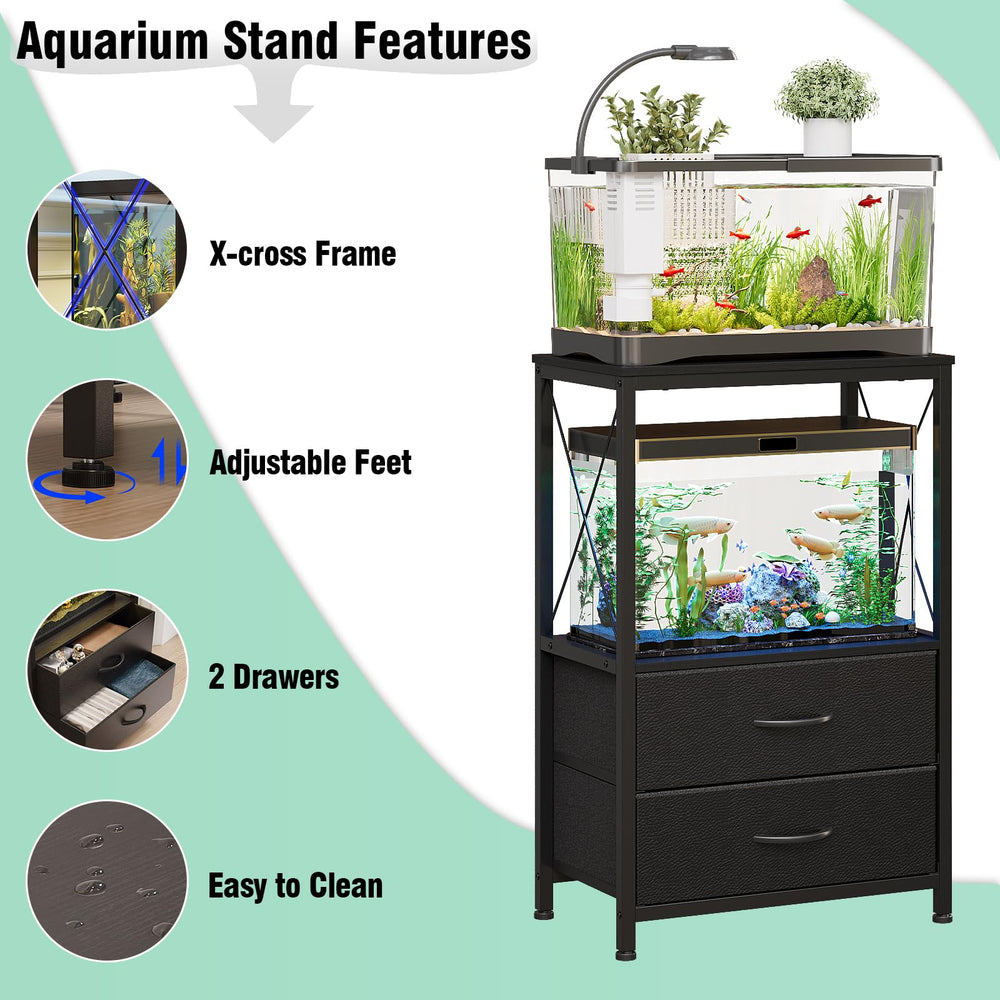 Welfuturer aquarium stand with tank on top ready for use